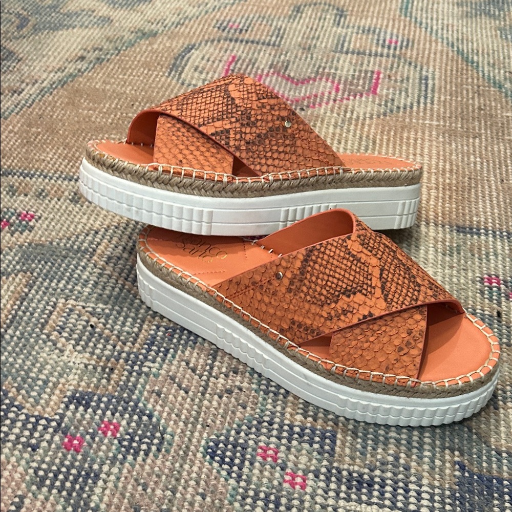 Orange Snake Print Platform Franco Sarto shoes